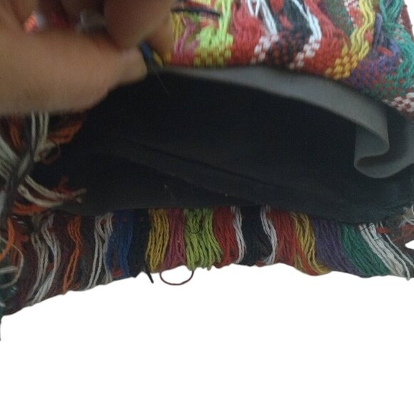 Boho Hippie Embroidered Beads Fringe Textile Cross-Body Purse Bag Multicolored - Picture 8 of 9